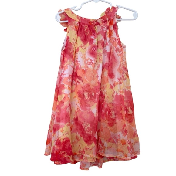 Blueberi Boulevard Pink Yellow Flowy Dress Floral Sleeveless Toddler Girl 4T - Picture 6 of 10